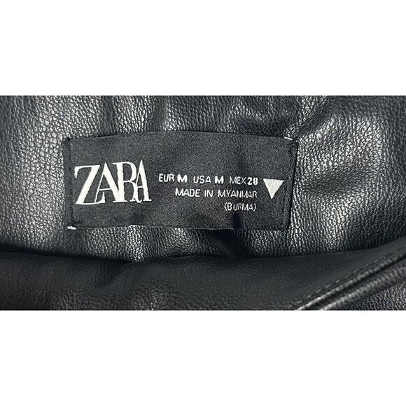 Zara Black Faux Leather High Rise Extra Long Leggings Size M Bloggers Favorite - Picture 7 of 7